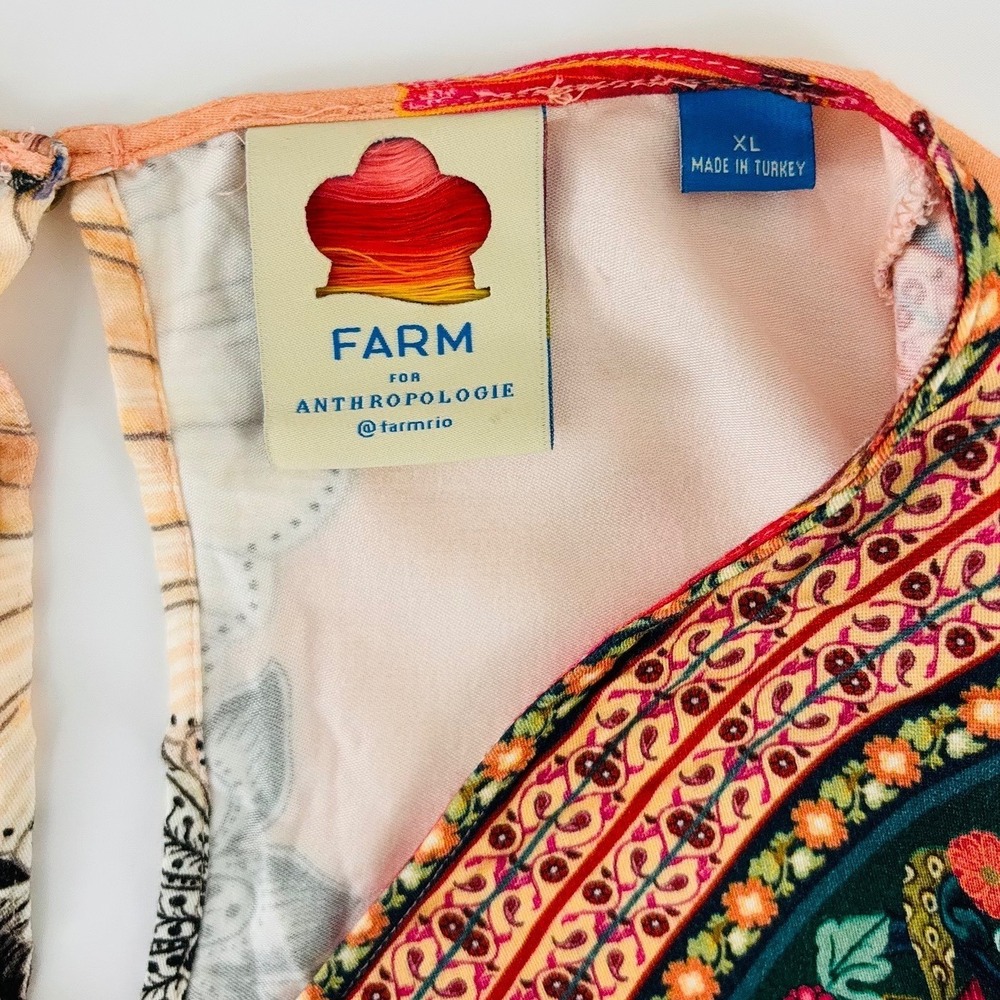Farm Rio for Anthropologie Floral Boho V-Neck Mini Dress Topanga Side Pockets XL - Picture 10 of 14